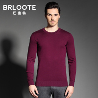 Brloote/巴鲁特男士薄款羊毛衫 圆领套头修身打底衫纯色针织衫毛衣 秋装