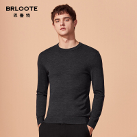 Brloote/巴鲁特男士 修身圆领套头纯羊毛针织衫毛衣