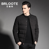 Brloote/巴鲁特男士时尚轻薄休闲棉衣男冬季修身棉袄棉服外套 黑色