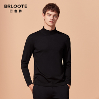 Brloote/巴鲁特长袖T恤男2019秋冬新款纯棉高领打底衫男士弹力修身纯色上衣
