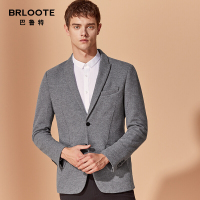 Brloote/巴鲁特西服男羊毛混纺针织便西男士2019春秋季商务休闲修身单西装外套