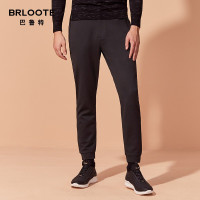 Brloote/巴鲁特休闲裤男修身弹力四季款束脚九分裤运动休闲长裤 黑色