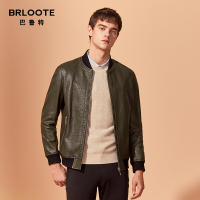 Brloote/巴鲁特轻奢男装皮衣 男士短款绵羊皮真皮夹克2019秋冬棒球领机车外套