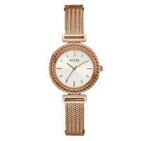 GUESS白盘织网闪耀手镯型石英腕表W1152L3