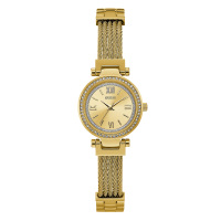 GUESS纤巧水晶表盘香槟色女士石英腕表+W1009L2