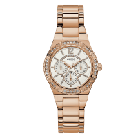 GUESS动感华丽玫瑰金色石英腕表W0845L3