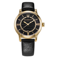 玛莎拉蒂MASERATI优雅轻奢黑金女士石英腕表R8851118501