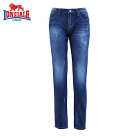 龙狮戴尔裤子牛仔裤女式弹力中腰长裤深蓝色牛仔裤小脚