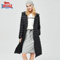 龙狮戴尔2019秋冬新款轻量羽绒服女中长款连帽宽松羽绒衣防风保暖