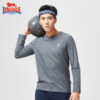 龙狮戴尔男士圆领简约长袖T恤2019春季时尚运动休闲宽松上衣