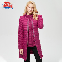 龙狮戴尔秋冬新款中长款轻薄羽绒服女韩版修身防风保暖马甲两件套