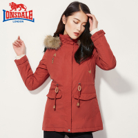 LONSDALE龙狮戴尔中长款修身连帽夹克加厚保暖秋冬装外套女士风衣