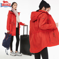 龙狮戴尔冲锋衣女三合一可拆卸秋冬长款加绒加厚外套保暖防风宽松