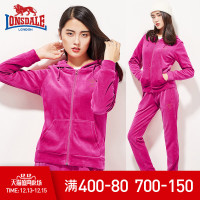 龙狮戴尔户外新款抓绒衣套装女 秋冬装连帽卫衣两件套休闲运动服