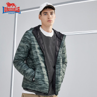 龙狮戴尔轻薄羽绒服男秋冬迷彩连帽青年羽绒衣时尚防风保暖外套