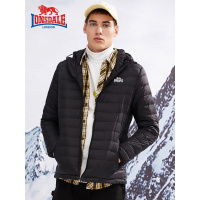 龙狮戴尔轻薄羽绒服男冬季青年男士修身短款连帽外套新款鹅绒服潮