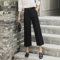 芊艺垂坠感高腰阔腿裤女2019秋装新款韩版宽松百搭九分休闲裤10812