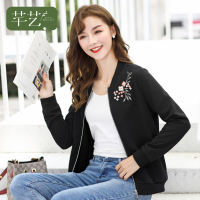 芊艺黑色休闲短款外套女秋装2019新款韩版显瘦ins超火的长袖夹克10734