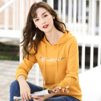 芊艺小清新连帽卫衣女秋装2019新款韩版原宿风时尚绣花长袖上衣10789