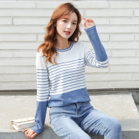 芊艺圆领套头长袖针织衫女2019秋装新款韩版显瘦百搭毛衣打底上衣50233