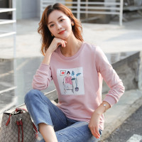 芊艺甜美小清新长袖卫衣女秋装2019新款韩版显瘦圆领套头印花上衣10587