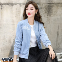 芊艺时尚灯芯绒短外套女秋装2019新款韩版显瘦立领休闲夹克10769