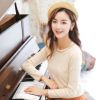 芊艺淑女圆领长袖针织衫女秋装2019新款显瘦打底衫套头上衣50168