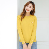 芊艺小清新套头长袖毛衣女秋装2019新款显瘦圆领打底衫上衣50224