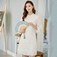 芊艺文艺复古改良旗袍气质连衣裙女2019秋季新款显瘦中长款名媛裙子10831