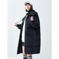 高梵羽绒服女中长款2019新款连帽白鸭绒保暖面包服冬季外套潮1180129