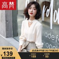 高梵2020春装新款女装宽松显瘦上衣雪纺衫女长袖镂空衬衫洋气衬衫