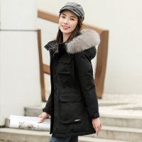 高梵羽绒服女中长款百搭新款大毛领时尚个性白鸭绒冬季防风保暖外套收腰055