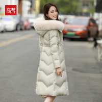 高梵羽绒服女长款狐狸大毛领腰带收腰女士外套过膝加厚羽绒2020新款