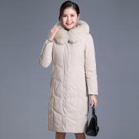 高梵妈妈羽绒服女中长款2020年新款品牌大码时尚加厚毛领冬装外套