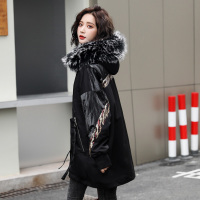 高梵派克服2020冬款女中长款新款獭兔毛亮片可拆卸狐狸毛皮草外套