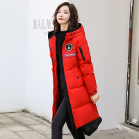 高梵派克羽绒服女冬中长款2020年新款白鸭绒红色工装品牌加厚外套