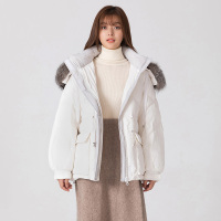 高梵轻奢羽绒服女短款新款潮2020年冬季宽松狐狸毛领品牌加厚外套