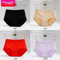 向大大内裤女纯棉裆女生中腰日系无痕少女三角裤大码 粉色/大红/浅紫/肤色 均码