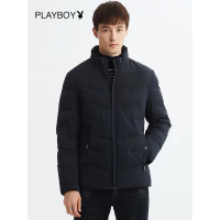 花花公子（PLAYBOYICON） 羽绒服男短秋冬潮流休闲男士连帽羽绒服