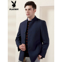 花花公子（PLAYBOYICON）男士秋冬季品牌保暖商务休闲立领时尚百搭羊毛大衣