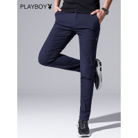 花花公子（PLAYBOYICON）秋冬男士商务休闲裤高弹力男修身直筒休闲长裤