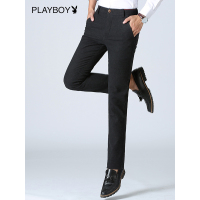 花花公子（PLAYBOYICON）秋冬男士商务加绒加厚休闲裤高弹力修身直筒休闲长裤