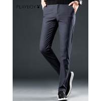 花花公子（PLAYBOYICON）秋冬男士商务休闲裤高弹力修身直筒修身休闲长裤