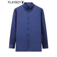 花花公子秋冬新款休闲保暖男士纯色中长立领羽绒衬衫百变易搭