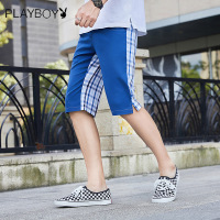 花花公子(PLAYBOY ICON)男士青年夏拼接短裤五分裤