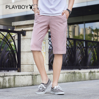 花花公子(PLAYBOY ICON)男士2020年春季时尚休闲条纹五分裤