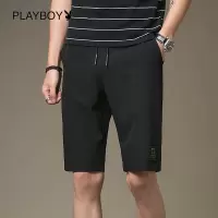 花花公子(PLAYBOY ICON)男士新款夏季休闲短裤韩版潮流时尚黑色五分裤