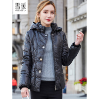 雪暖品牌秋冬新款中老年羽绒服女短款薄款修身显瘦收腰外套羽绒服