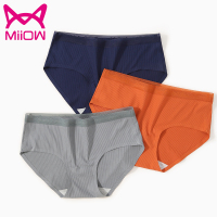 猫人(MiiOW)新款女士内裤韩版纯色舒适透气三角短裤三条装