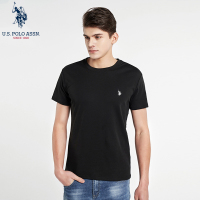 USPOLO ASSN（100%棉）夏季新款男士短袖T恤圆领纯色时尚刺绣小马标宽松上衣